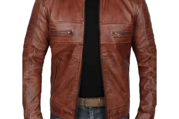 Distressed Brown Leather Jacket