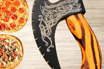 Handmade Pizza Cutter Slicer Viking Axe with Sheath